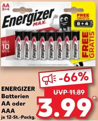 Kaufland ENERGIZER Batterien AA oder AAA 12 St. Packg. Angebot