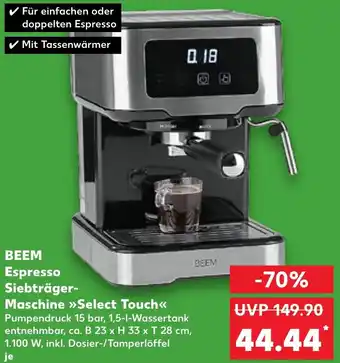 Kaufland BEEM Espresso Siebträger Maschine ,,Select Touch" Angebot