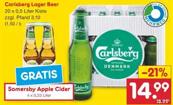 Netto Marken-Discount Carlsberg Lager Beer 20 x 0,5 Liter Kiste Angebot