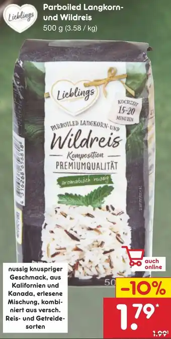 Netto Marken-Discount Lieblings Parboiled Langkorn und Wildreis 500 g Angebot