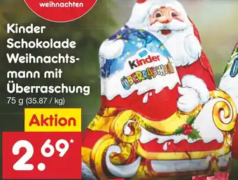 Netto Marken-Discount Kinder Schokolade Weihnachtsmann mit Überraschung 75 g Angebot