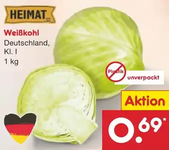 Netto Marken-Discount HEIMAT Weißkohl 1 kg Angebot