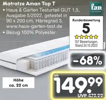 Netto Marken-Discount f.a.n. Matratze Aman Top T Angebot