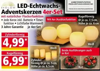 Norma I-GLOW LED-Echtwachs Adventskerzen 4er-Set Angebot