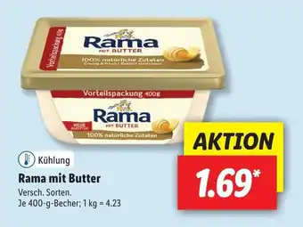 Lidl Rama mit Butter 400g Becher Angebot