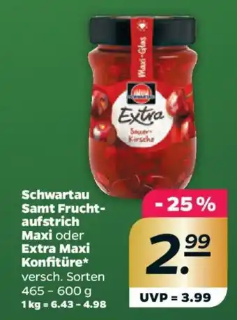 NETTO Schwartau Samt Fruchtaufstrich Maxi oder Extra Maxi Konfitüre versch. Sorten 465 - 600 g Angebot