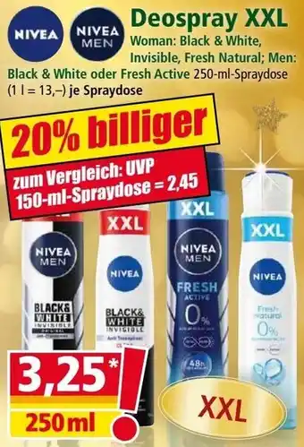 Norma NIVEA Deospray XXL 250 ml Angebot