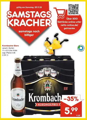 Netto Getränke Discount Krombacher Biere versch. Sorten 11 x 0,5 Liter Kiste Angebot