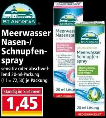 Norma ST. ANDREAS Meerwasser Nasen/ Schnupfenspray 20 ml Packung Angebot