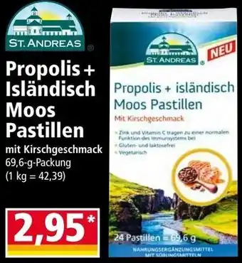 Norma ST. ANDREAS Propolis + Isländisch Moos Pastillen 69,6 g Packung Angebot