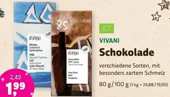 Denns BioMarkt VIVANI Schokolade 80 g/100 g Angebot