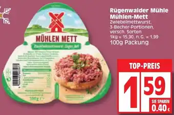 Edeka Rügenwalder Mühle Mühlen-Mett 100g Packung Angebot