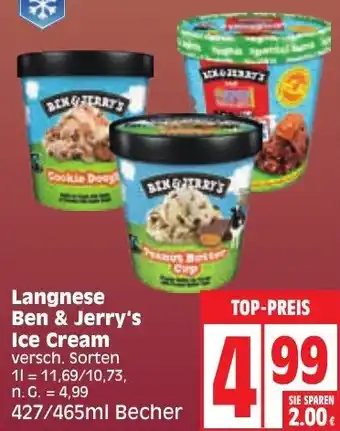 Edeka Langnese Ben & Jerry's Ice Cream 427/465ml Becher Angebot