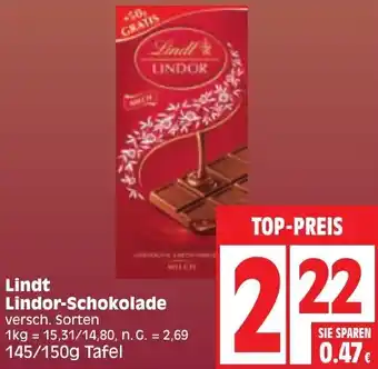 Edeka Lindt Lindor-Schokolade 145/150 g Tafel Angebot