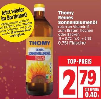 Edeka Thomy Reines Sonnenblumenöl 0,75 L Flasche Angebot