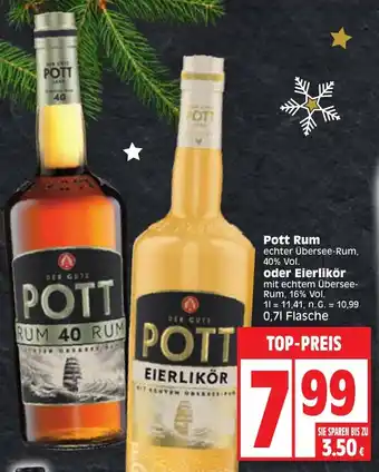 Edeka Pott Rum oder Eierlikör 0,7 L Flasche Angebot