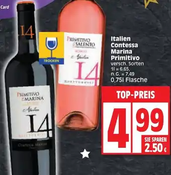 Edeka Italien Contessa Marina Primitivo 0,75 L Flasche Angebot