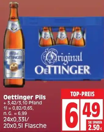 Edeka Oettinger Pils 24x0,33/20x0,5 L Flasche Angebot