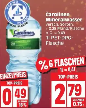 Edeka Carolinen Mineralwasser 1 L Angebot