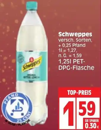 Edeka Schweppes 1,25 L PET-DPG-Flasche Angebot