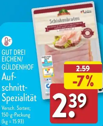 Aldi Nord GUT DREI EICHEN/ GÜLDENHOF Aufschnitt-Spezialität 150 g Packung Angebot