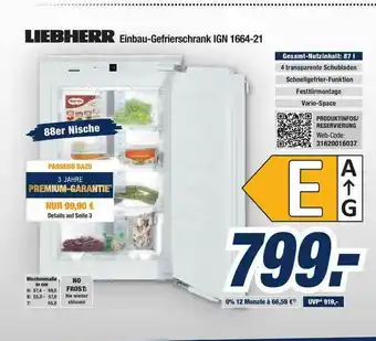 Expert Bening Liebherr Einbau-gefrierschrank Angebot