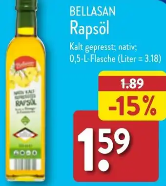 Aldi Nord BELLASAN Rapsöl 0,5 L Flasche Angebot