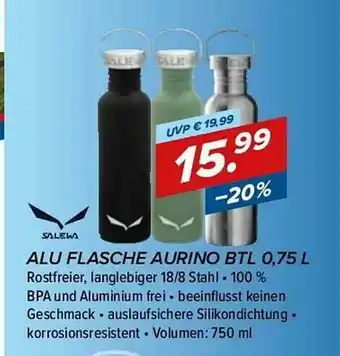 Hervis Alu Flasche Aurino Btl 0.75 L Angebot