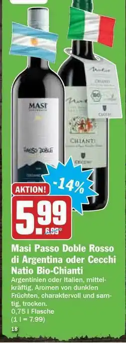 Hit Masi Passo Doble Rosso Di Argentina Oder Cecchi Natio Bio-chianti Angebot