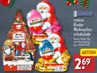 Aldi Nord FERRERO Kinder Weihnachtsschokolade 75 g oder 76 g Angebot