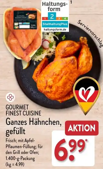 Aldi Nord GOURMET FINEST CUISINE Ganzes Hähnchen, gefüllt 1400 g Angebot