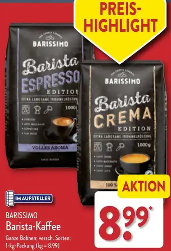 Aldi Nord BARISSIMO Barista-Kaffee 1 kg Packung Angebot