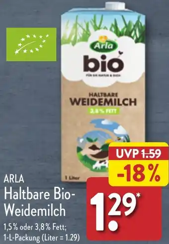 Aldi Nord ARLA Haltbare Bio-Weidemilch 1 L Packung Angebot