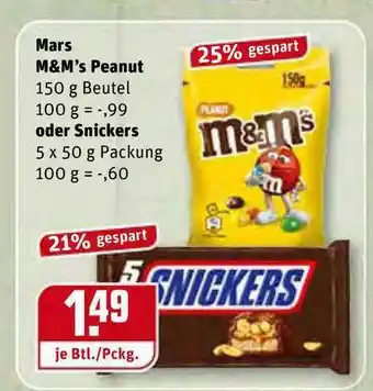 REWE Kaufpark Mars M&m's Peanut Oder Snickers Angebot