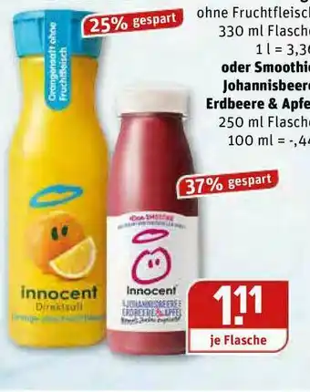 REWE Kaufpark Smoothie Johannisbeerg Erdbeere & Apfel Angebot