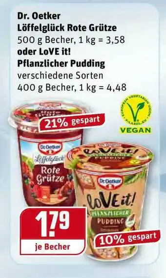 REWE Kaufpark Dr. Oetker Löffelglück Rote Grütze Oder Love It! Pflanzlicher Pudding Angebot