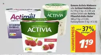 Marktkauf Danone Activia Himbeere Oder Actimel Heidelbeere Oder Activia Pflanzlich Hafer Natur Angebot