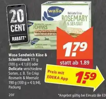 Marktkauf Wasa Sandwich Käse & Schnittlauch Delicate Angebot