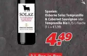 Marktkauf Spanien: Osborne Solaz Tempranillo & Cabernet Sauvignon Oder Tempranillo Bio Angebot