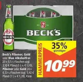 Marktkauf Beck's Pilsener Gold Oder Blue Alkoholfrei Polsener Oder Gold Angebot