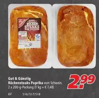 Marktkauf Gut & Günstig Rüchensteaks Paprika Angebot