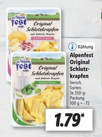 Lidl Alpenfest Original Schlutzkrapfen 250g Angebot