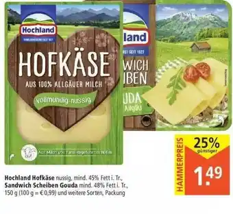 Marktkauf Hochland Hofkäse Sandwich Scheiben Gouda Angebot