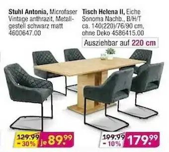 Möbel Boss Stuhl Antonia, Tisch Helena Ll Angebot