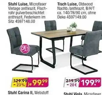 Möbel Boss Stuhl Luise, Tisch Luise Angebot