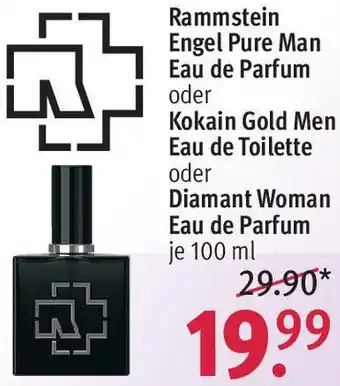 Rossmann Rammstein Engel Pure Man Eau de Parfum oder Kokain Gold Men Eau de Toilette oder Diamant Woman Eau de Parfum 100 ml Angebot
