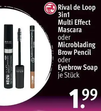 Rossmann Rival de Loop 3in1 Multi Effect Mascara oder Microblading Brow Pencil oder Eyebrow Soap Angebot