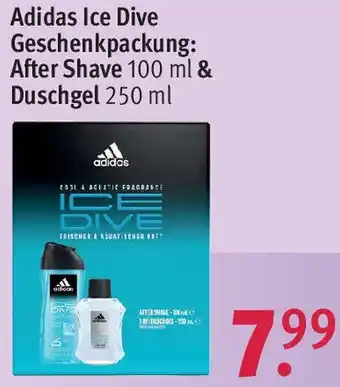 Adidas Ice Dive Geschenkpackung After Shave 100 ml Duschgel 250 ml Angebot bei Rossmann