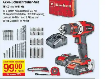 V Markt Einhell Akku-bohrschrauber-set Angebot