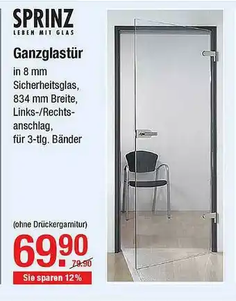 V Markt Sprinz Ganzglastür Angebot